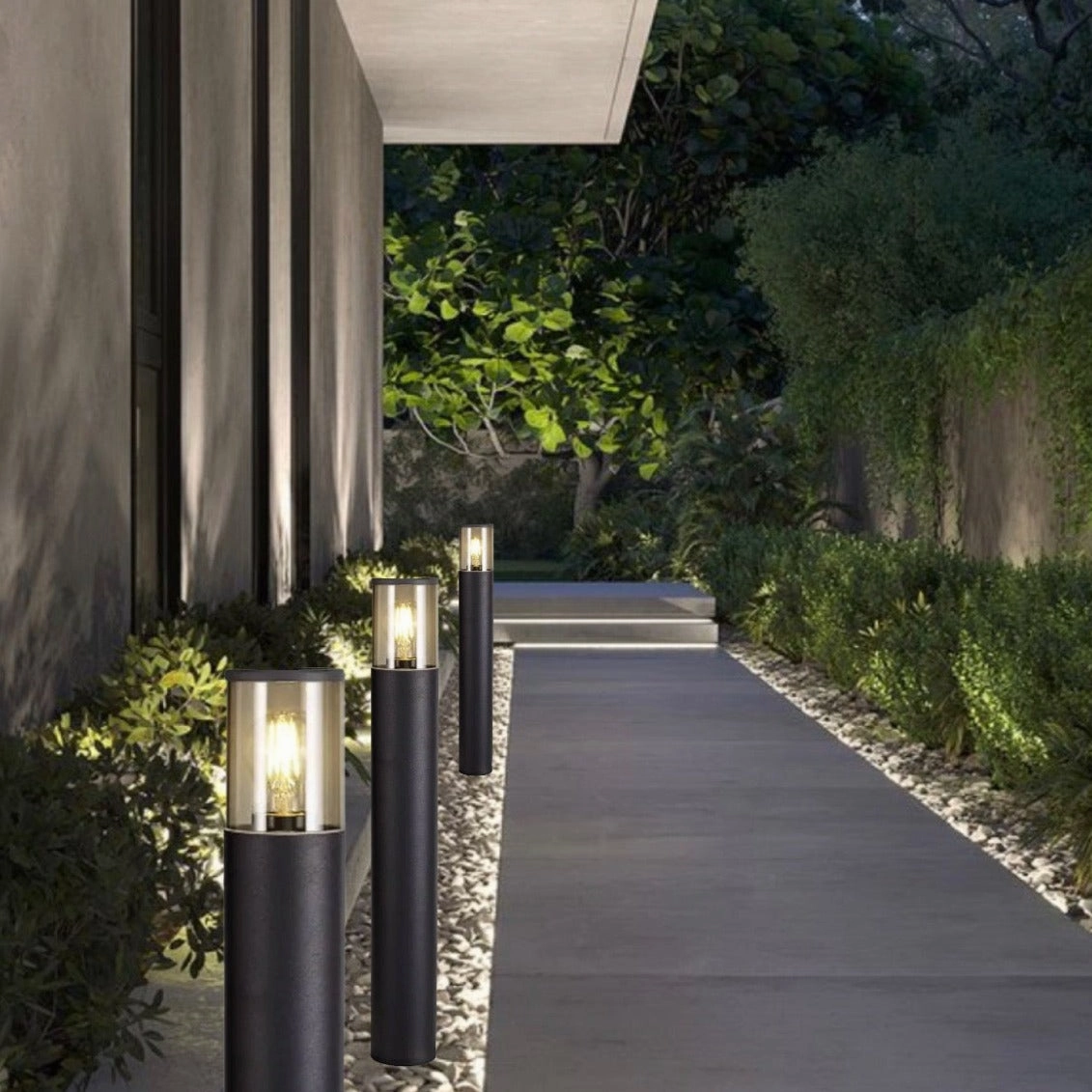 CGC BLUEBELL Black Outdoor Tall 80cm Post Light With Smoky Diffuser