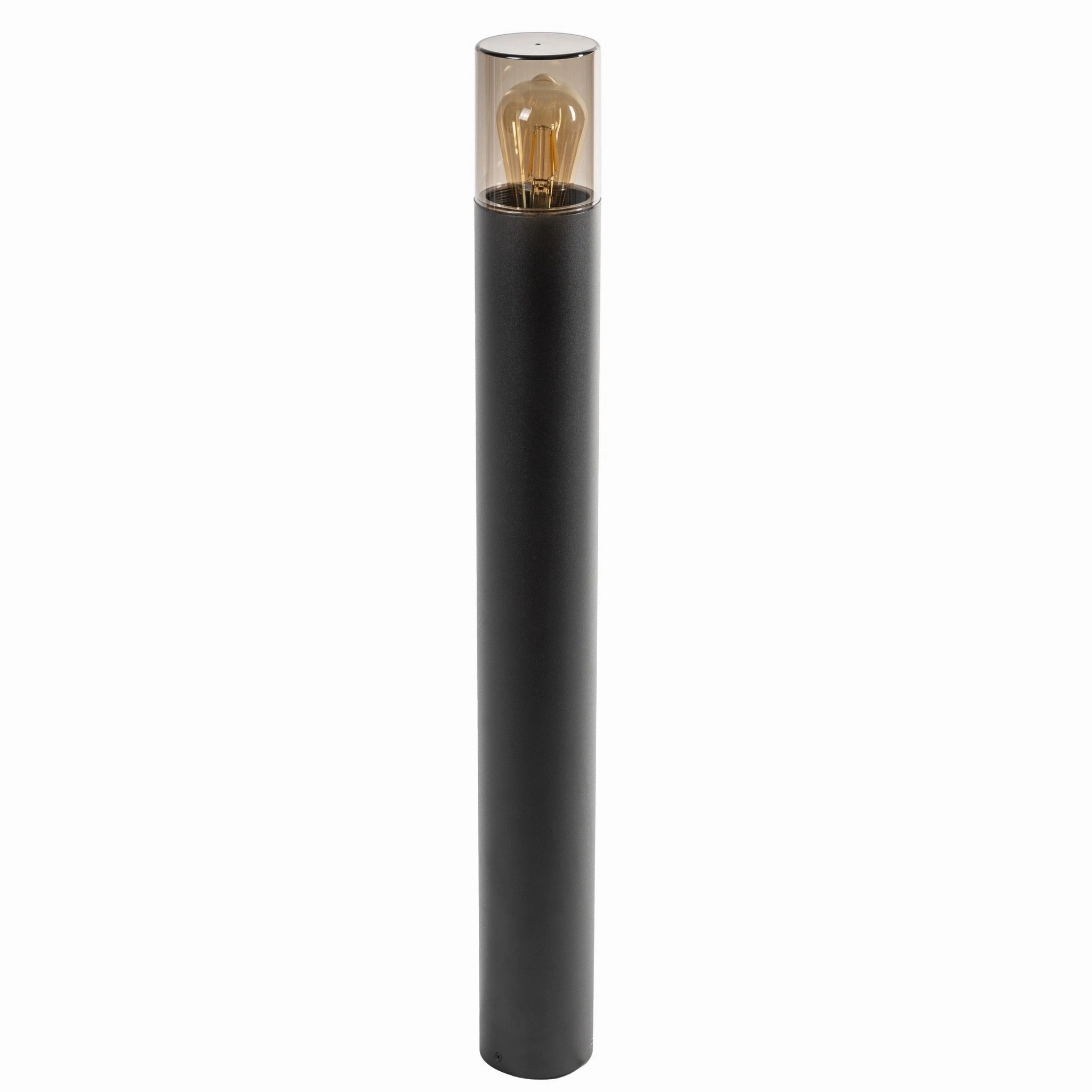 CGC BLUEBELL Black Outdoor Tall 80cm Post Light With Smoky Diffuser