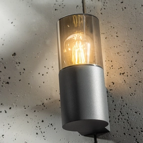 CGC BLUEBELL Dark Grey Cylinder Wall Light with Smoke DiffuserOutdoor wall sconces with motion sensor