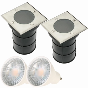 CGC BRIDGET 2 Square Large With Bulbs Stainless Steel Inground Or Decking LightsWeatherproof outdoor lighting