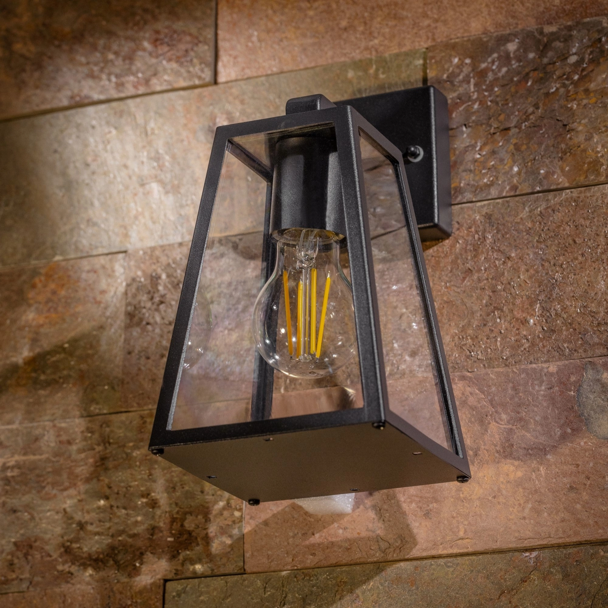 CGC CALLIE Black Outdoor Wall Light Triangle Clear Diffuser