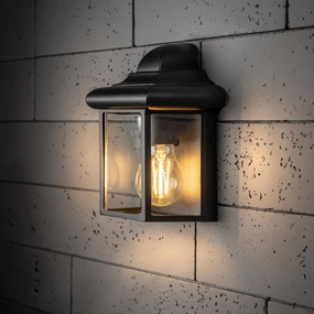 CGC CAMILA Black Outdoor Wall Lantern Clear DiffuserWeatherproof outdoor lighting