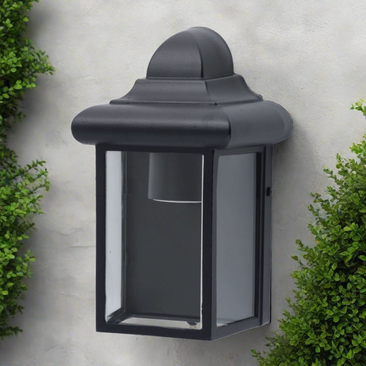 CGC CAMILA Black Outdoor Wall Lantern Clear Diffuser