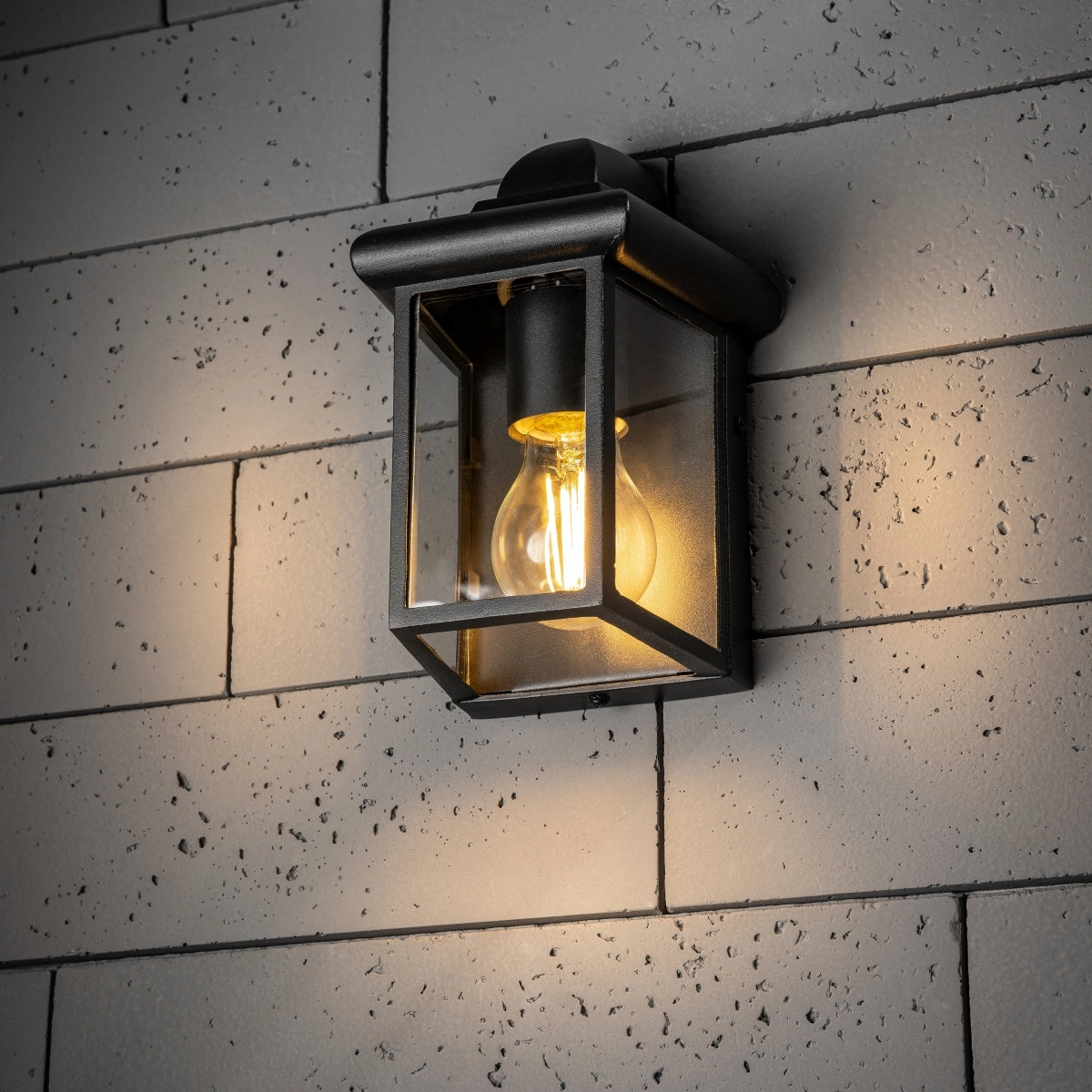 CGC CAMILA Black Outdoor Wall Lantern Clear Diffuser