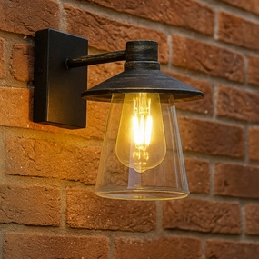 CGC CHESTER Antique Bronze Outdoor Wall Lantern with Bell Shape Clear Glass Diffuser E27 IP54Outdoor wall sconces with motion sensor