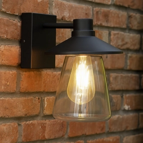CGC CHESTER Black Outdoor Wall Lantern with Bell Shape Clear Glass Diffuser E27 IP54Weatherproof outdoor lighting