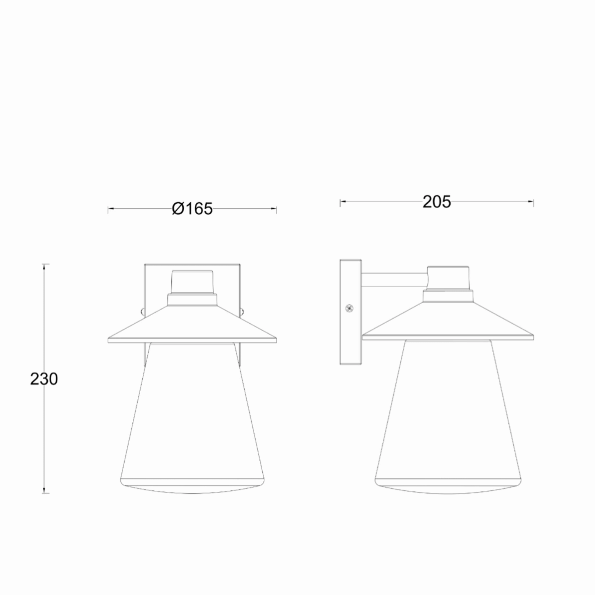 CGC CHESTER Black Outdoor Wall Lantern with Bell Shape Clear Glass Diffuser E27 IP54