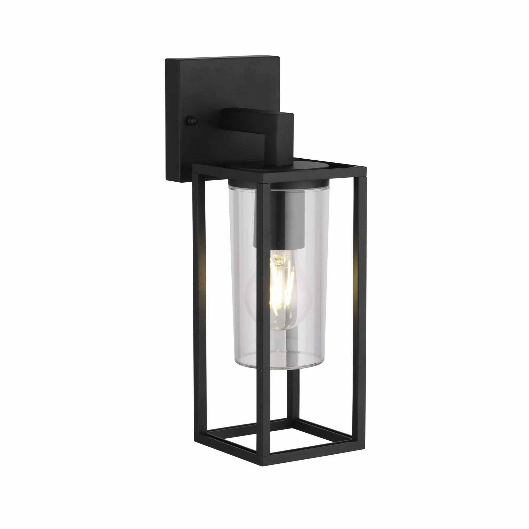CGC CHLOE Down Black E27 Outdoor Wall Light Lantern Clear Diffuser IP54 Down