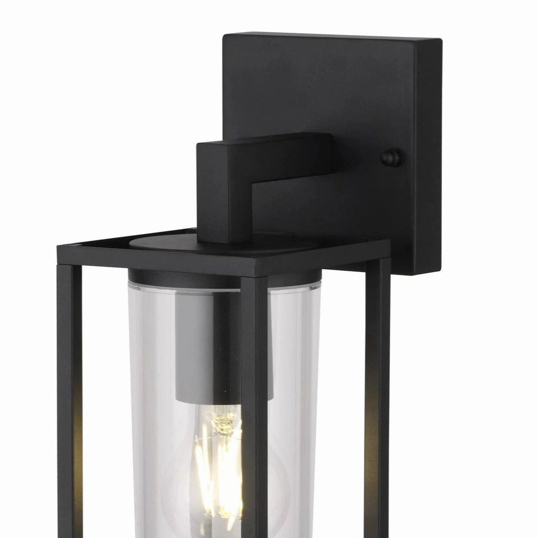 CGC CHLOE Down Black E27 Outdoor Wall Light Lantern Clear Diffuser IP54 Down