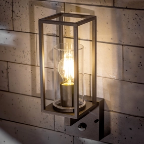 CGC CHLOE PIR E27 Black Outdoor Lantern With Motion Sensor IP54Weatherproof outdoor lighting