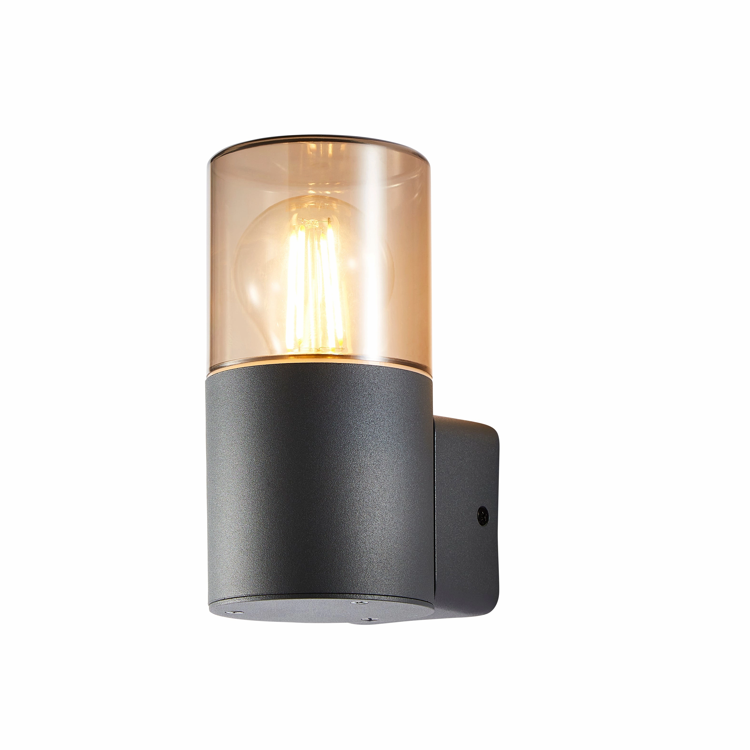 CGC CORTEZ Anthracite Dark Grey Outdoor Wall Light with Smoked Diffuser IP44 E27