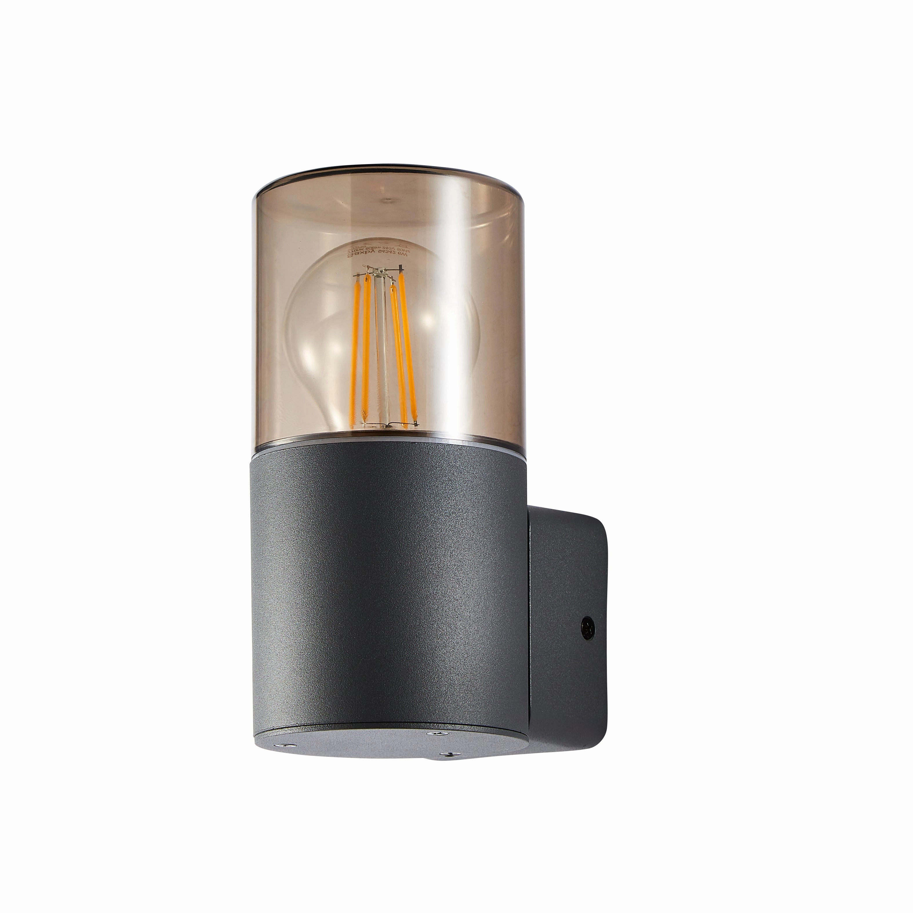 CGC CORTEZ Anthracite Dark Grey Outdoor Wall Light with Smoked Diffuser IP44 E27