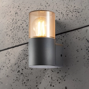 CGC CORTEZ Anthracite Dark Grey Outdoor Wall Light with Smoked Diffuser IP44 E27Weatherproof outdoor lighting