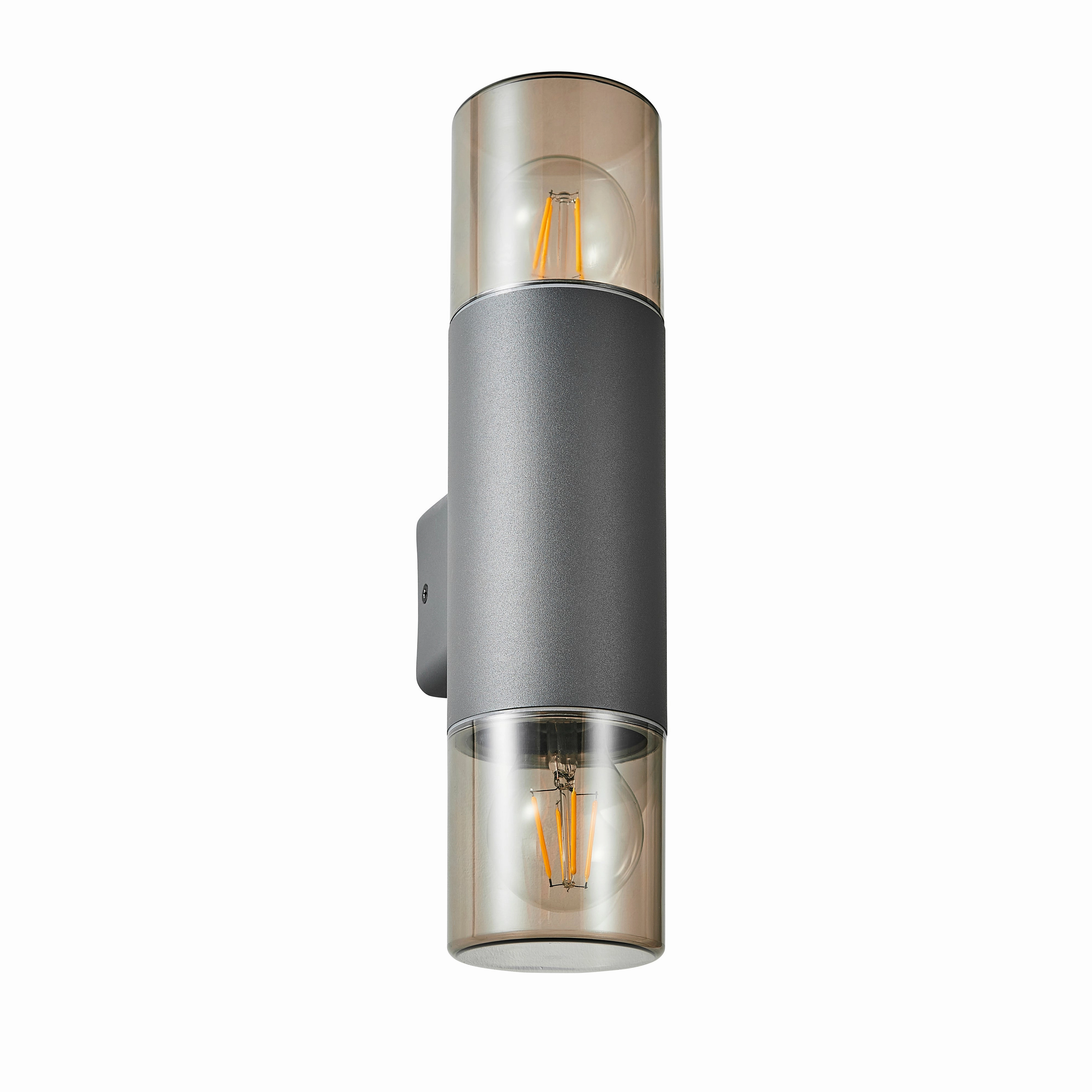 CGC CORTEZ Anthracite Dark Grey Up and Down Outdoor Wall Light with Smoked Diffuser IP44 E27
