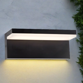 CGC DALLAS Black Rectangular Outdoor Wall Light LED Opal Diffuser 3000k Warm White IP65Weatherproof outdoor lighting