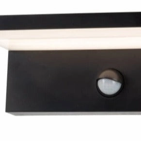 CGC Dallas Black Rectangular Outdoor Wall Light PIR Motion Sensor LED Opal Diffuser 3000k Warm White IP54