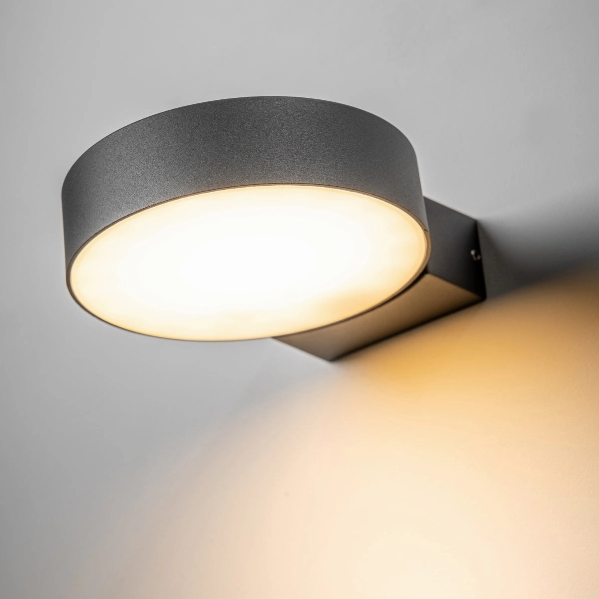 CGC DARCY Anthracite Dark Grey Adjustable Round LED Outdoor Wall Light 3000k Warm White IP54