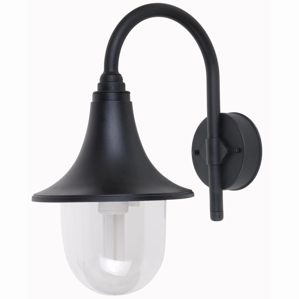 CGC DINAH Black Traditional Curved Hooked Outdoor Wall Lantern