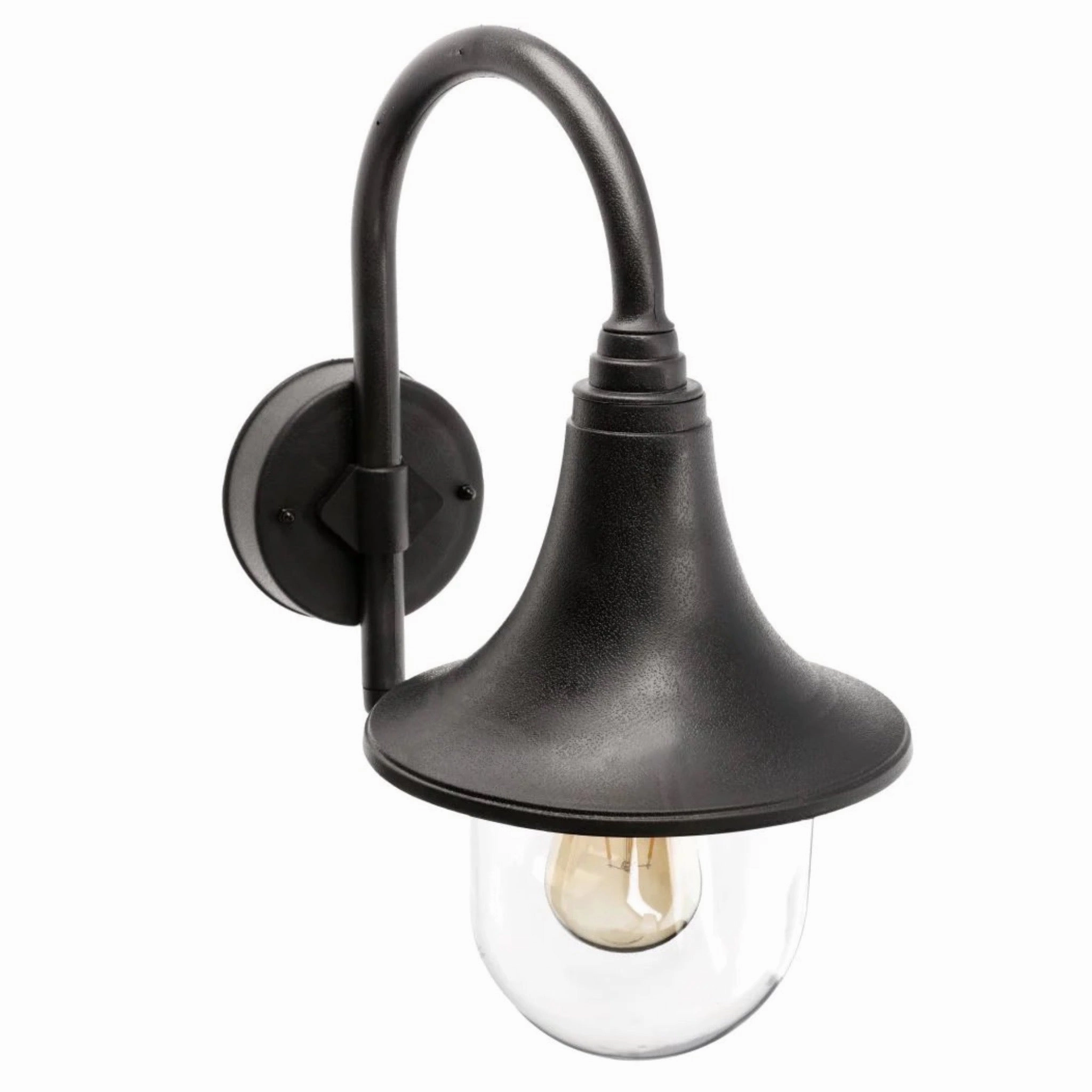 CGC DINAH Black Traditional Curved Hooked Outdoor Wall Lantern