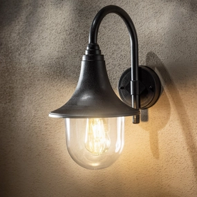 CGC DINAH Black Traditional Curved Hooked Outdoor Wall LanternOutdoor wall sconces with motion sensor