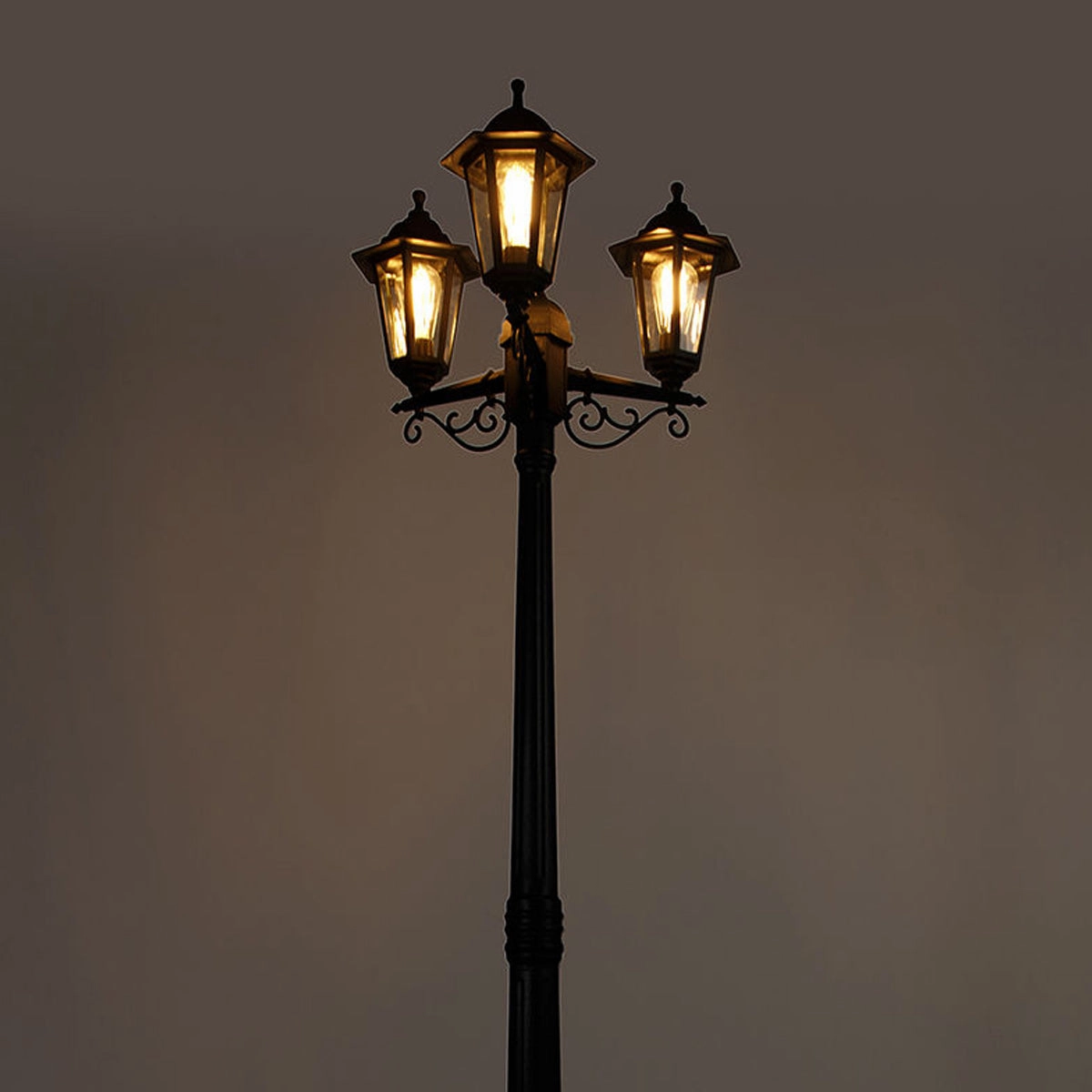CGC EDNA Black Triple Victorian Style Lantern Post Light