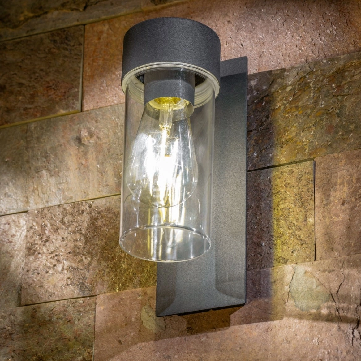CGC ERIN Anthracite Grey E27 Outdoor Wall Light Lantern Clear Diffuser IP54