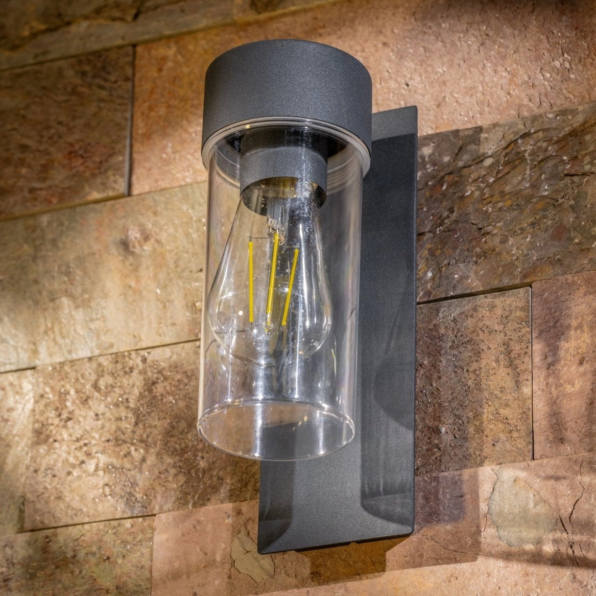 CGC ERIN Anthracite Grey E27 Outdoor Wall Light Lantern Clear Diffuser IP54