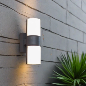 CGC FAITH Dark Grey Twin Cylindrical LED Wall LightOutdoor wall sconces with motion sensor