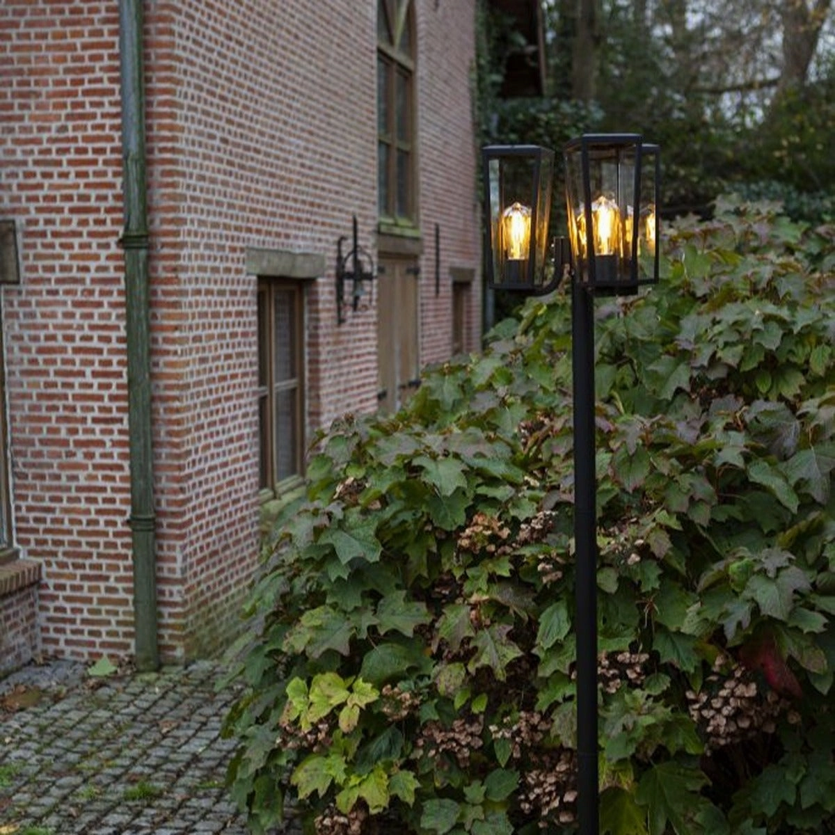CGC FIR Modern Black Outdoor Lantern Tall Three Head Post Light 1.9m