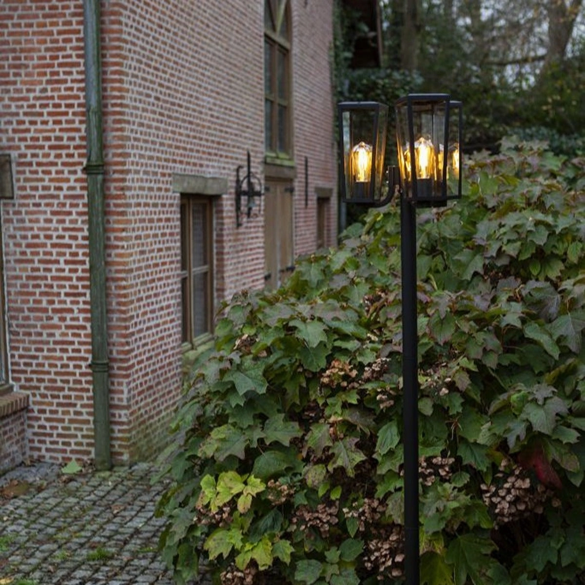 CGC FIR Modern Black Outdoor Lantern Tall Three Head Post Light 1.9m