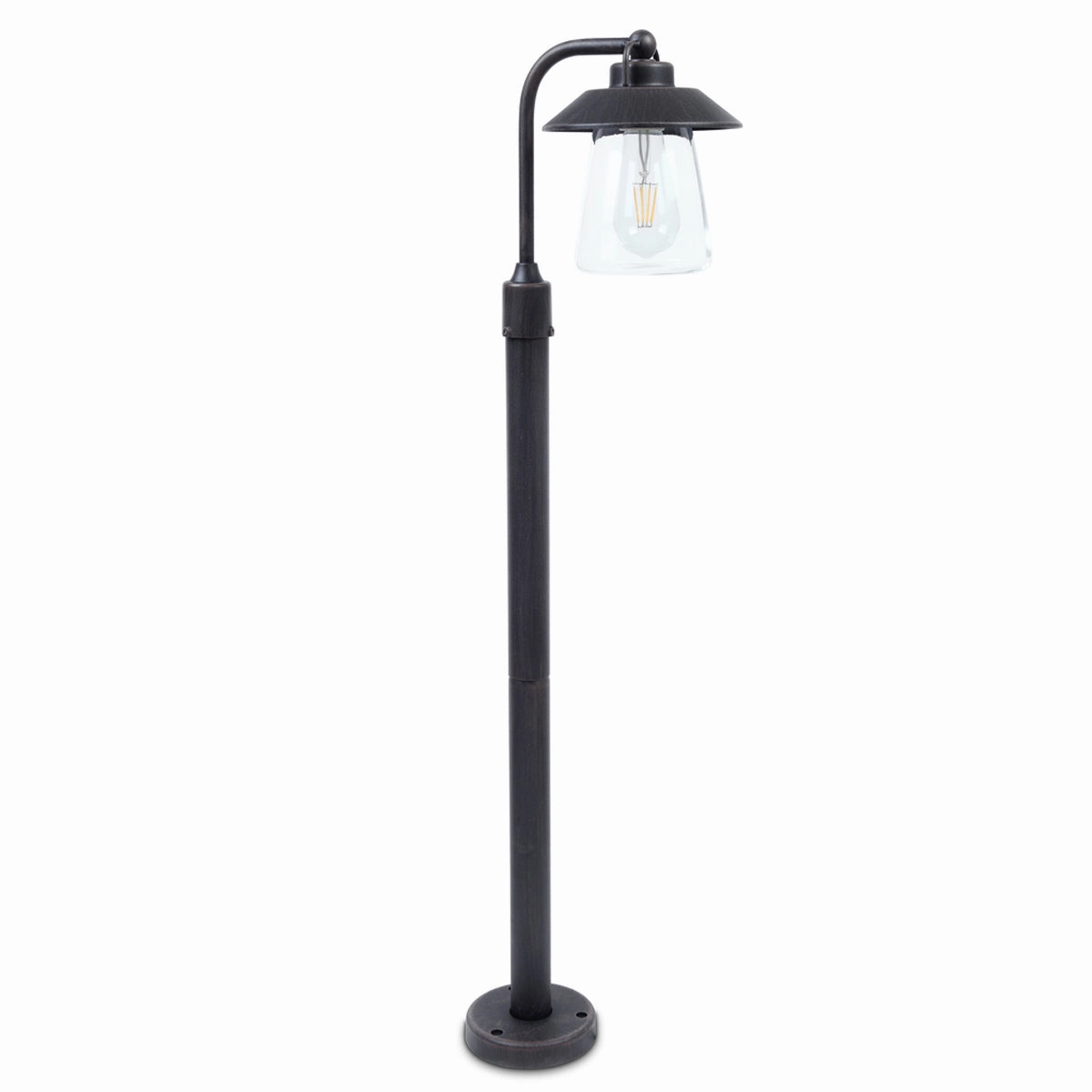 CGC ISABELLA Black & Bronze Vintage Single Post Lantern with Glass Shade
