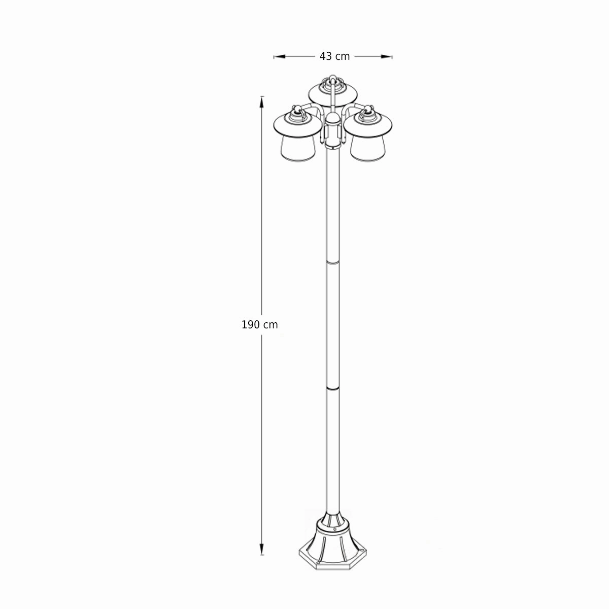 CGC ISABELLA Black & Bronze Vintage Triple Post Lantern with Glass Shade