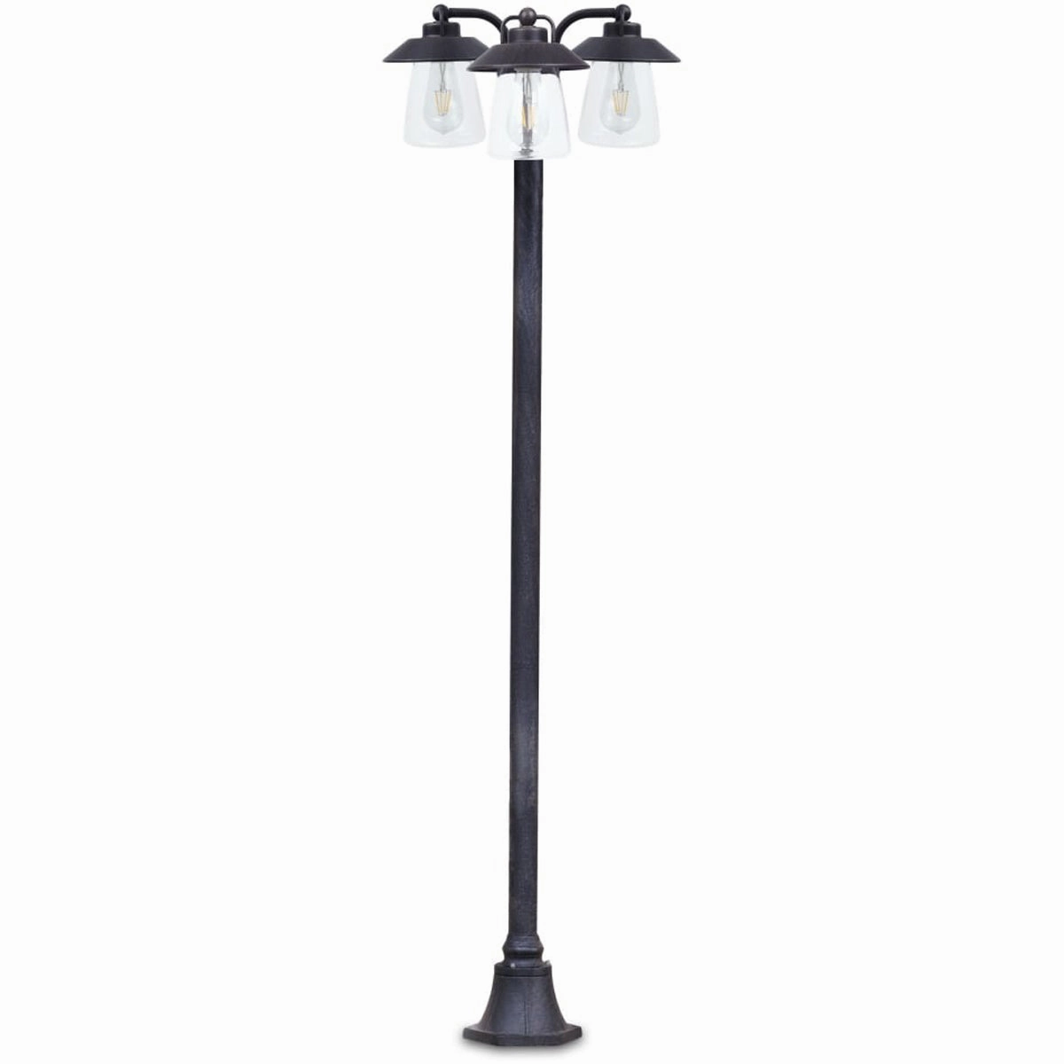CGC ISABELLA Black & Bronze Vintage Triple Post Lantern with Glass Shade