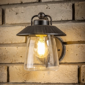 CGC ISABELLA Black & Bronze Wall Lantern with Glass ShadeOutdoor wall sconces with motion sensor