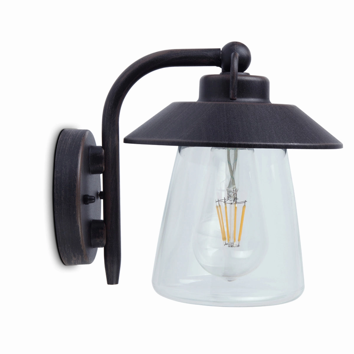 CGC ISABELLA Black & Bronze Wall Lantern with Glass Shade