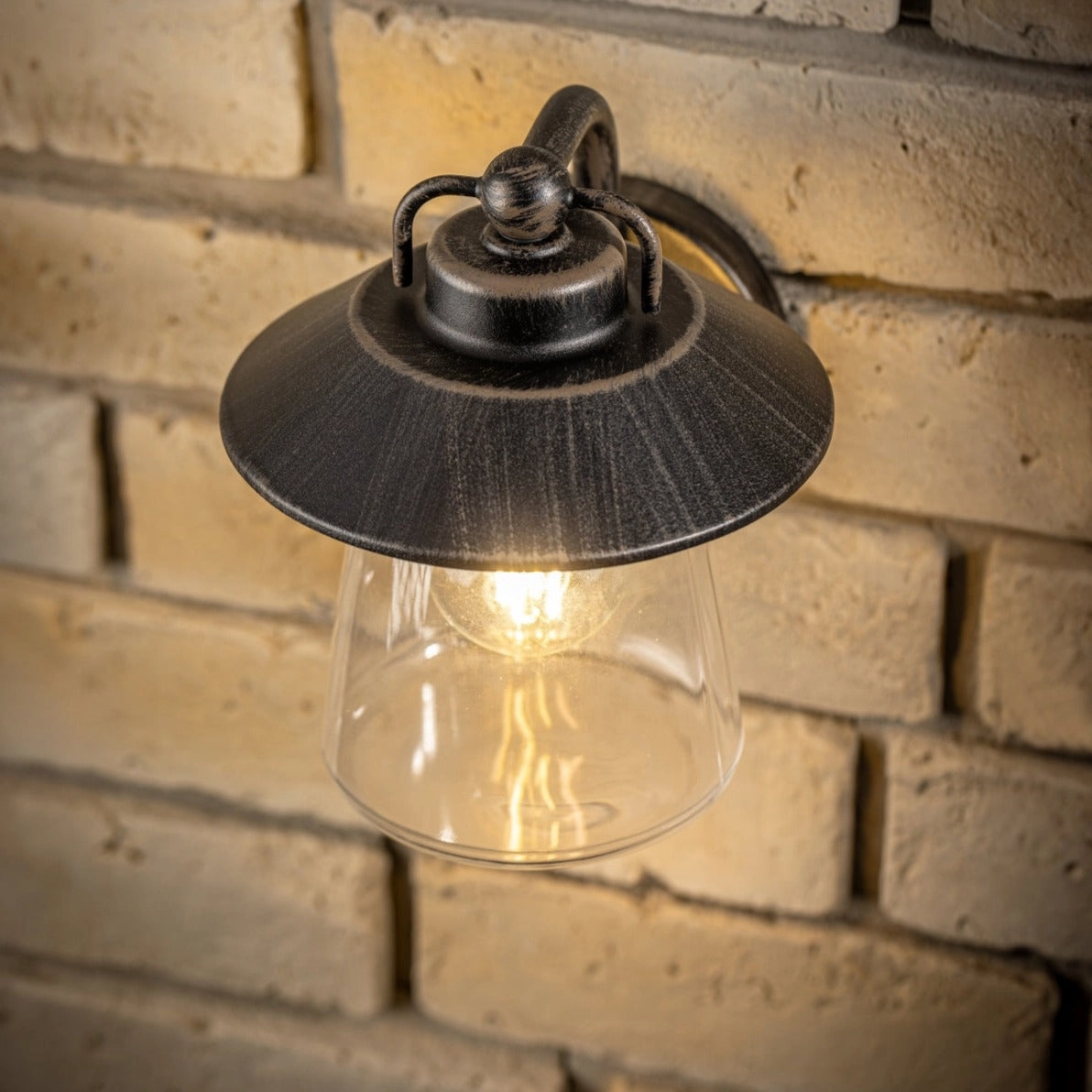 CGC ISABELLA Black & Bronze Wall Lantern with Glass Shade