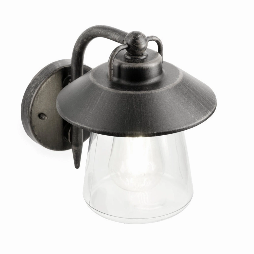 CGC ISABELLA Black & Bronze Wall Lantern with Glass Shade