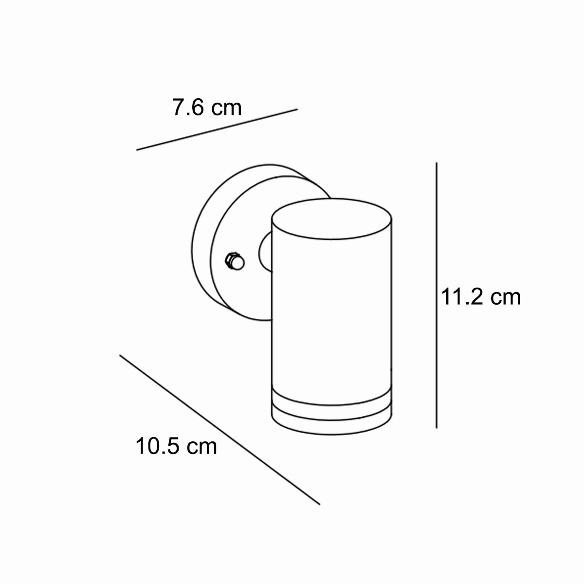 CGC JENNIFER Black Outdoor Single Spot Cylinder Wall Light