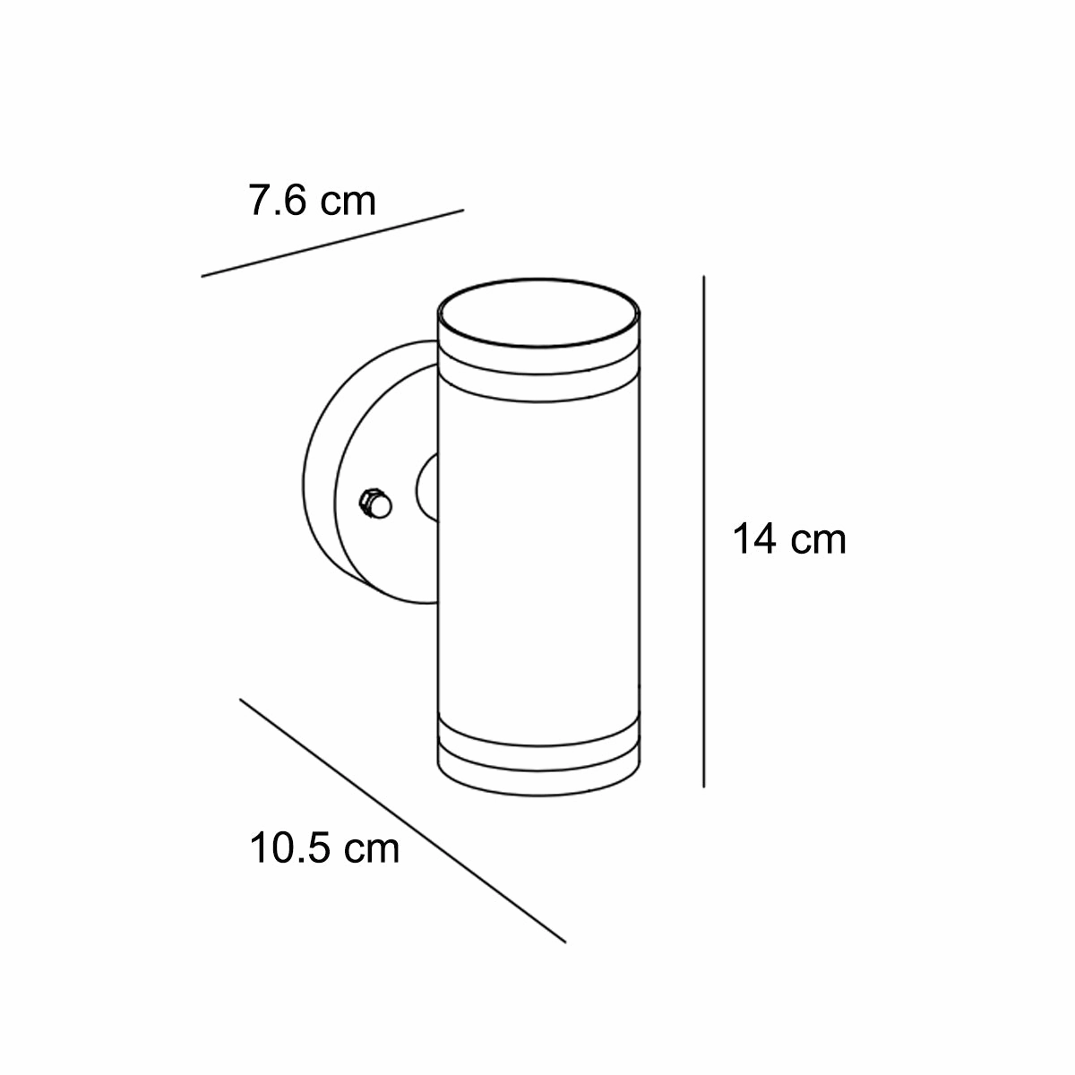 CGC JENNIFER Black Outdoor Up and Down Cylinder Wall Light