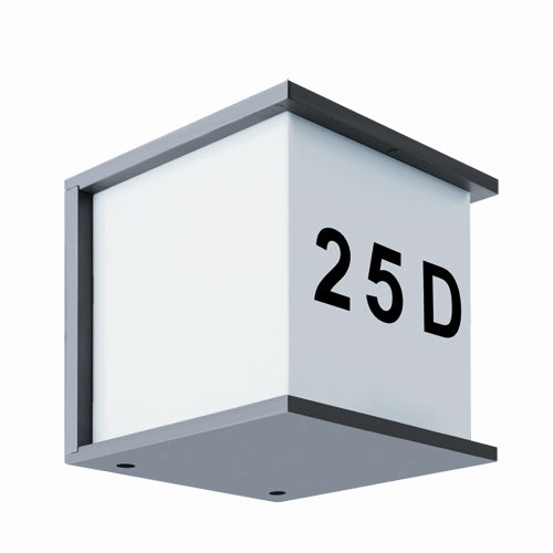 CGC JUNE Grey Outdoor Cube Wall Light With House Number IP54
