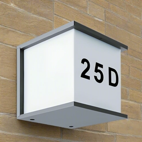 CGC JUNE Grey Outdoor Cube Wall Light With House Number IP54Weatherproof outdoor lighting