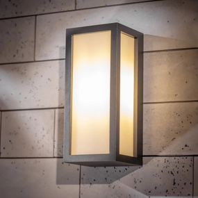 CGC KINSLEY Black E27 Outdoor Wall Light Box Lantern Opal Diffuser IP54Weatherproof outdoor lighting