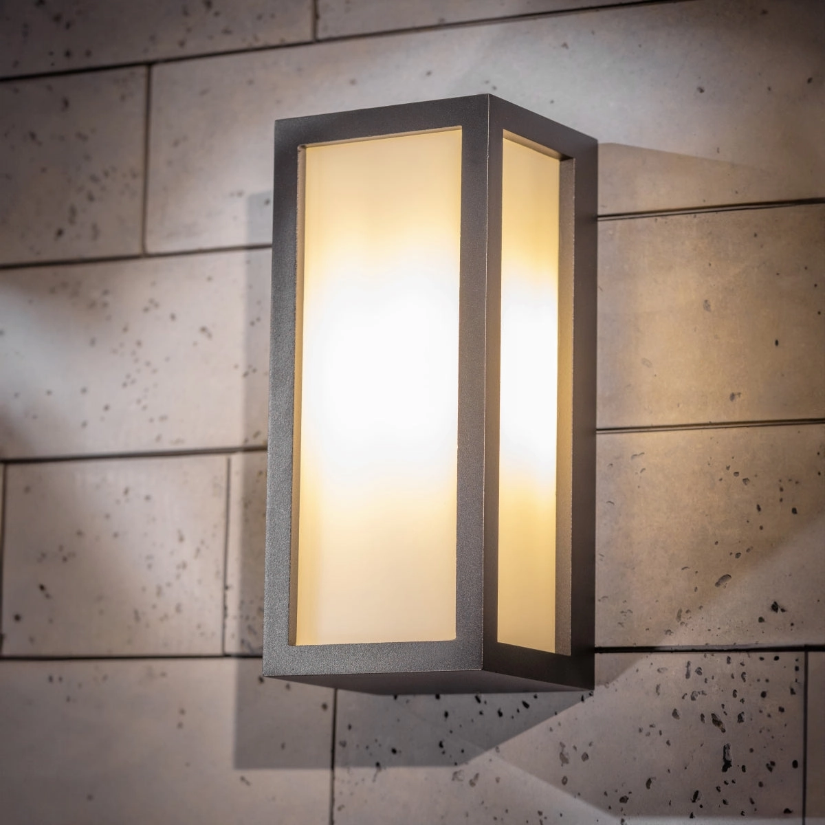 CGC KINSLEY Black E27 Outdoor Wall Light Box Lantern Opal Diffuser IP54Weatherproof outdoor lighting