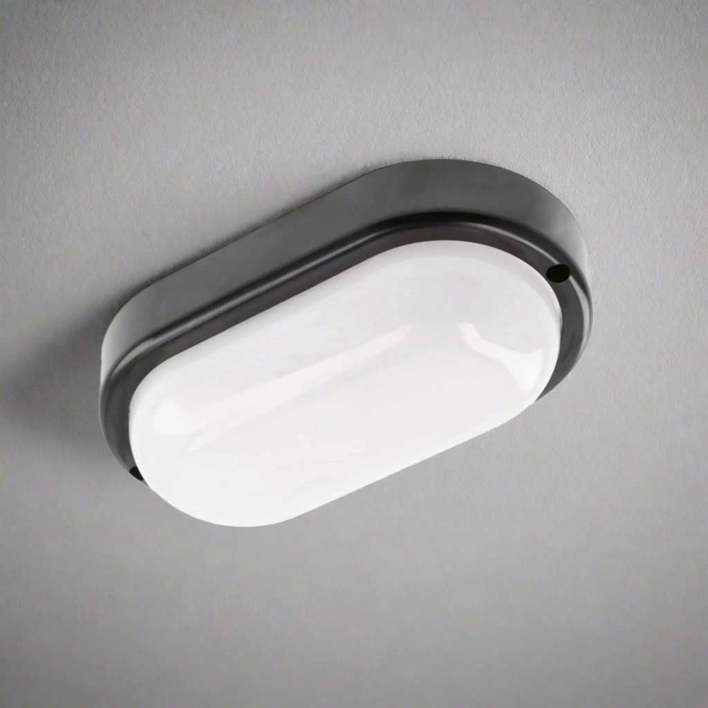 CGC KODO Black Oval Ceiling Wall Light Surface Mount LED, 12W, 1080lm, 4000KOutdoor wall sconces with motion sensor