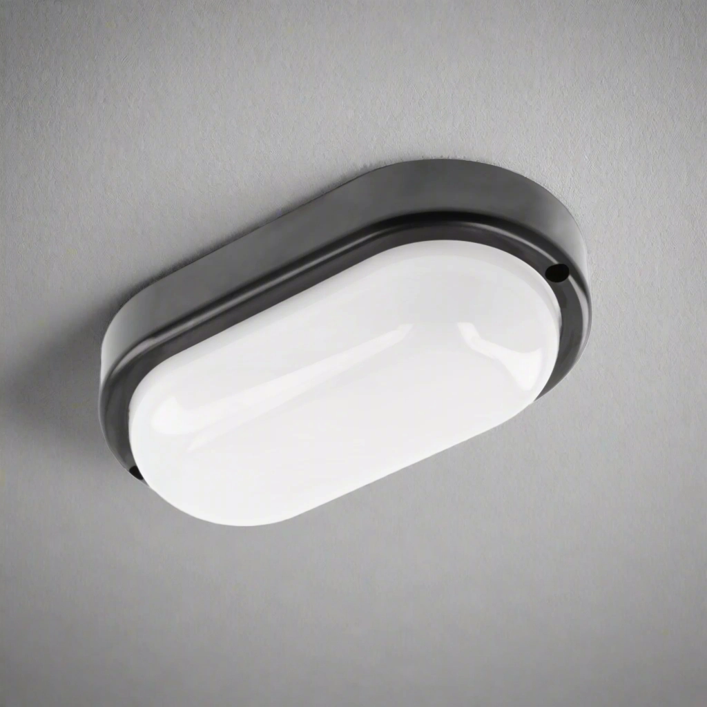 CGC KODO Black Oval Ceiling Wall Light Surface Mount LED, 8W, 720lm, 4000KOutdoor wall sconces with motion sensor