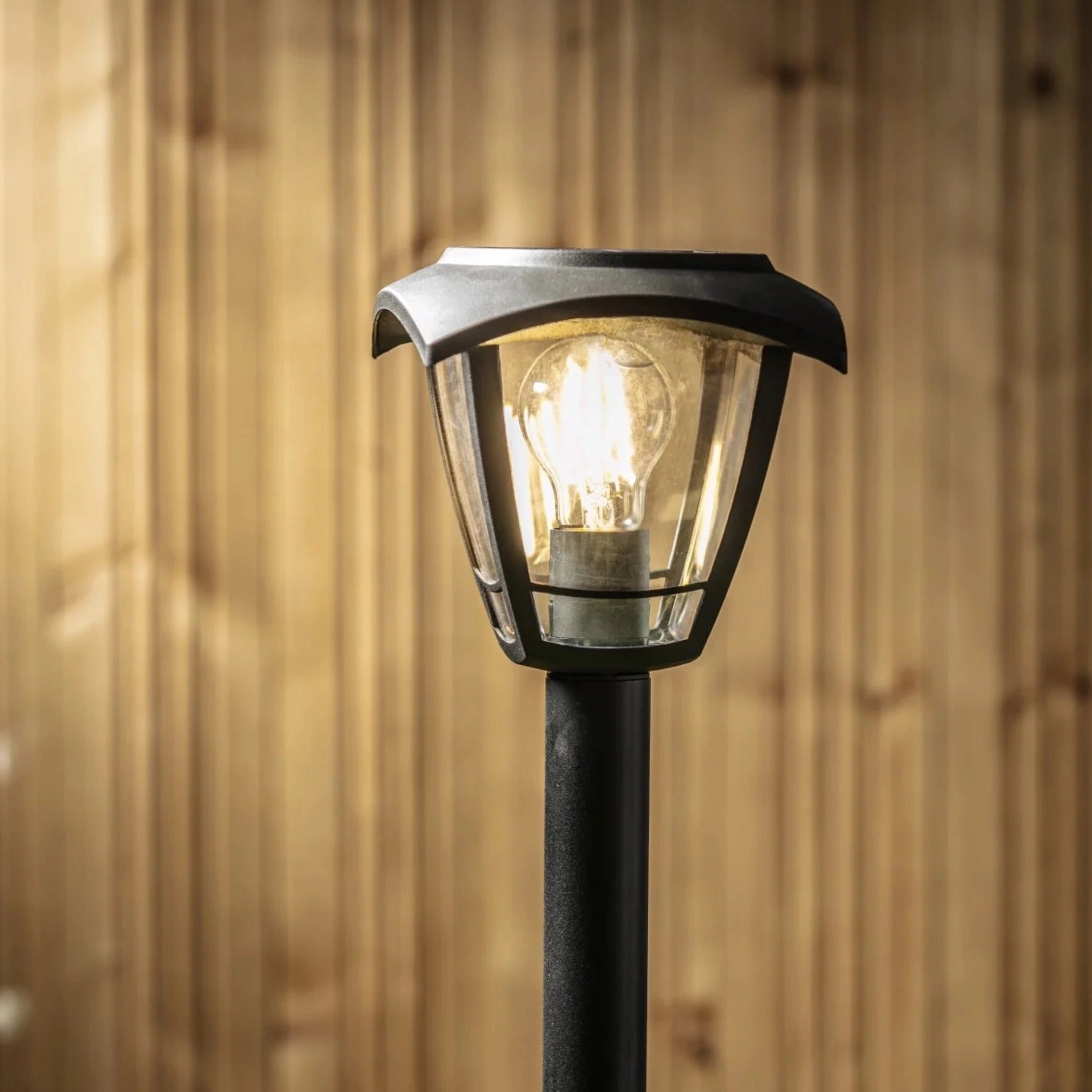 CGC LARA Black Solar Outdoor Post Light Bollard Traditional Filament LED Warm White Light IP44
