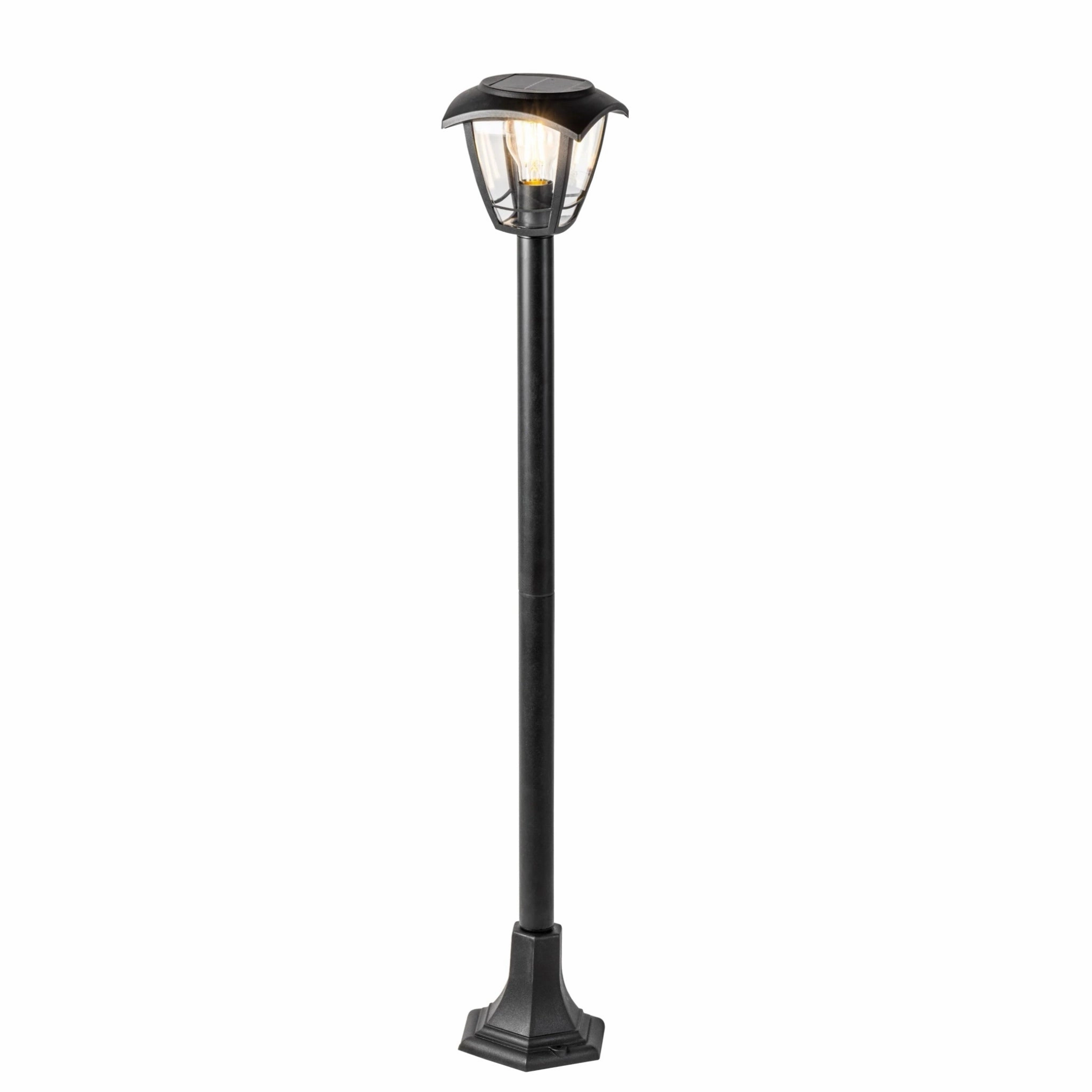 CGC LARA Black Solar Outdoor Post Light Bollard Traditional Filament LED Warm White Light IP44