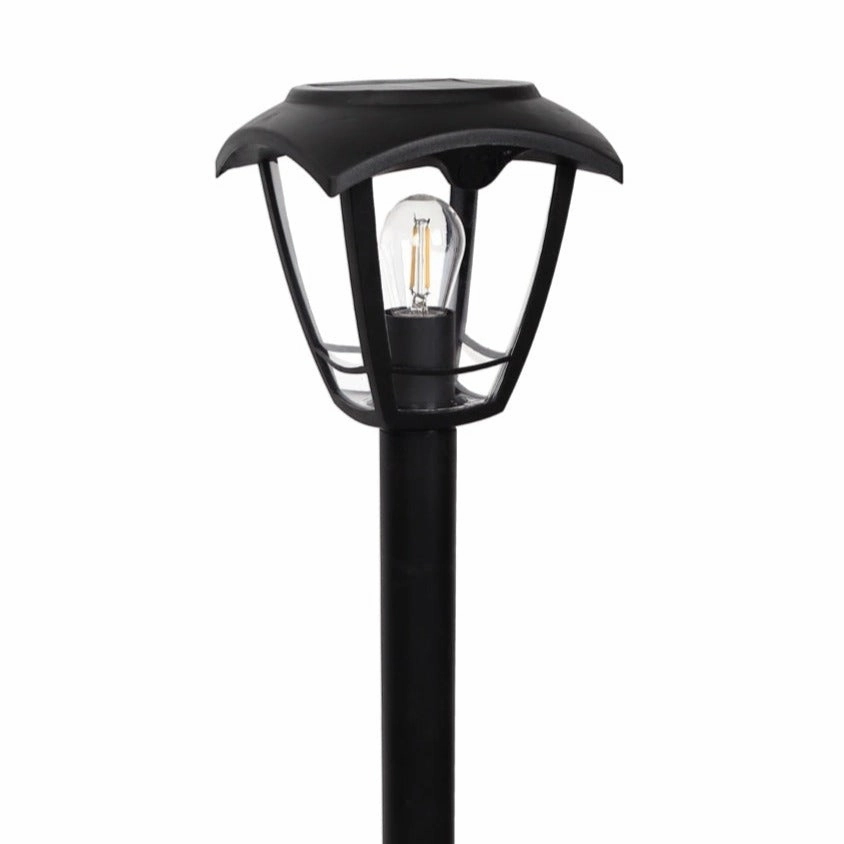 CGC LARA Black Solar Outdoor Post Light Bollard Traditional Filament LED Warm White Light IP44
