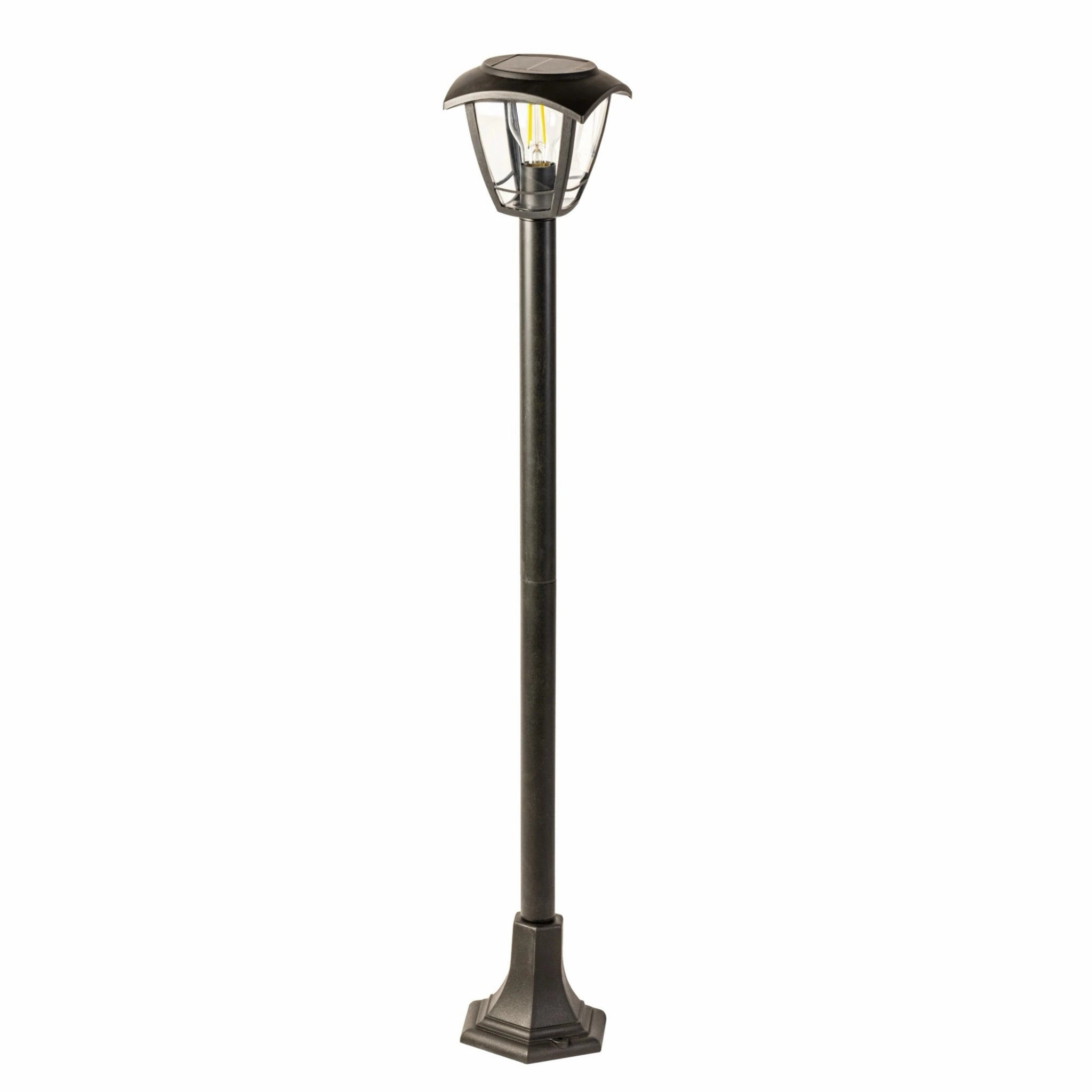 CGC LARA Black Solar Outdoor Post Light Bollard Traditional Filament LED Warm White Light IP44