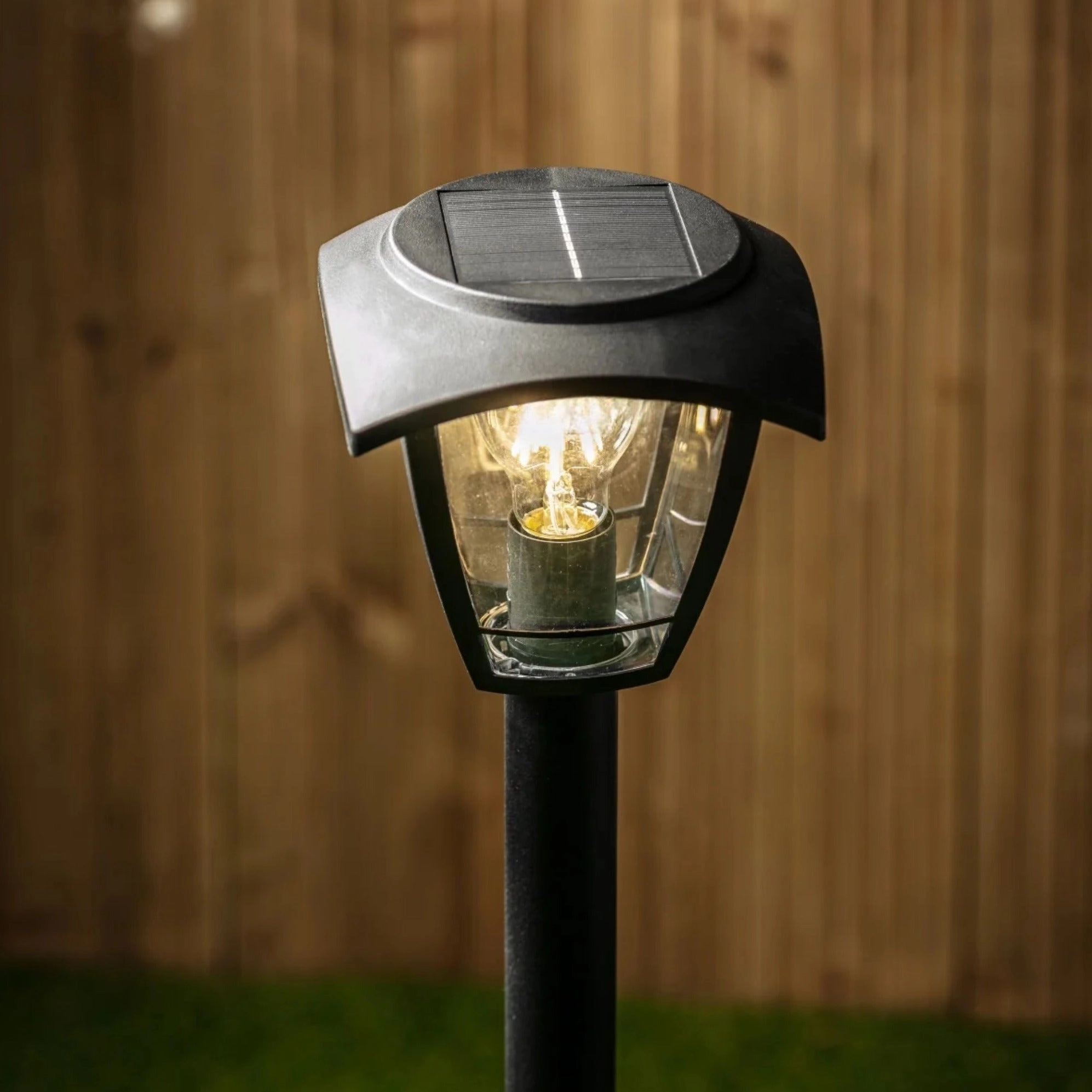 CGC LARA Black Solar Outdoor Post Light Bollard Traditional Filament LED Warm White Light IP44